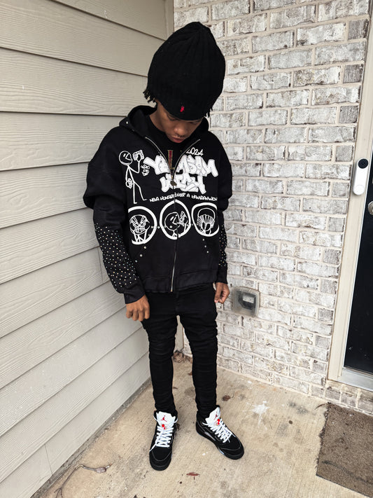 Black 'Neva Hungry. Keep a Yamsamwich" Zip-up