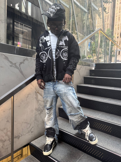 Black 'Neva Hungry. Keep a Yamsamwich" Zip-up